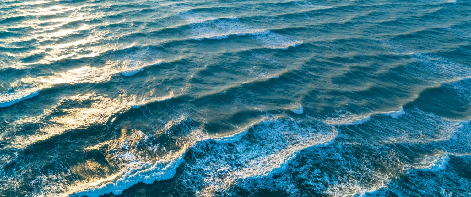 Sea waves on the beautiful morning sea